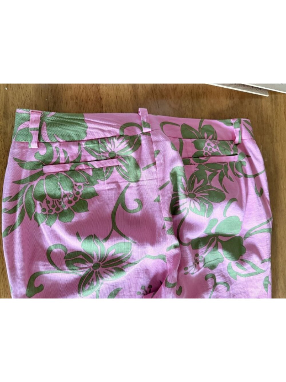 Trina Turk Womens Pink & Green Tropical Print Lightweight Denim Pants 34x30 - Picture 8 of 9